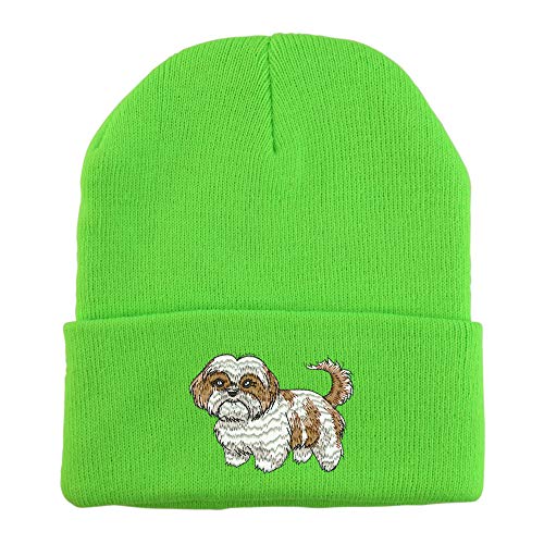 Trendy Apparel Shop Shih Tzu Embroidered Winter Long Cuff Beanie