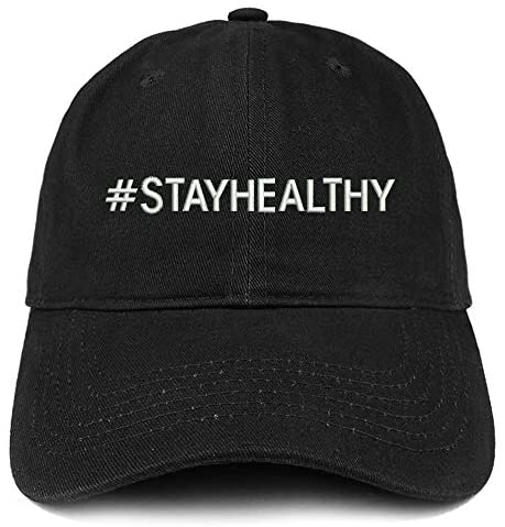 Trendy Apparel Shop Hashtag Stay Healthy Embroidered Soft Crown Cotton Cap