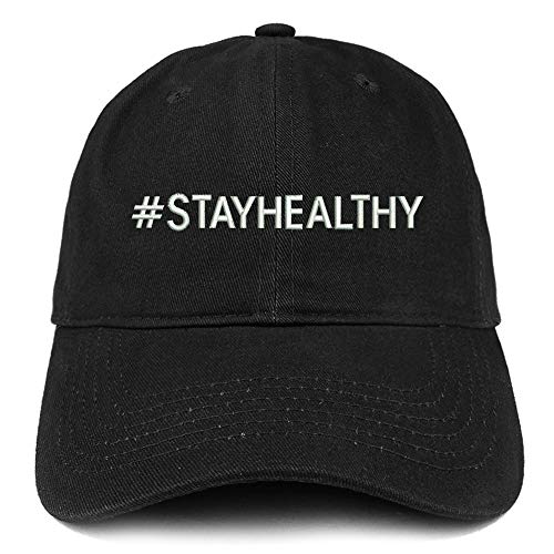 Trendy Apparel Shop Hashtag Stay Healthy Embroidered Soft Crown Cotton Cap