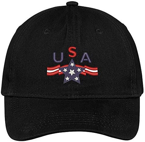 Trendy Apparel Shop USA Flag Embroidered Low Profile Cotton Cap Dad Hat