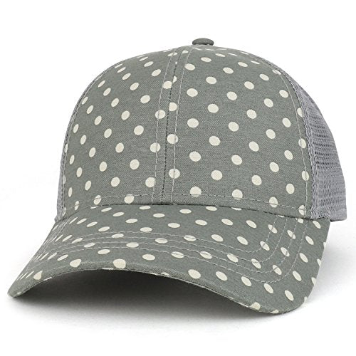 Trendy Apparel Shop Women's Polka Dots Printed Mesh Back Trucker Cap