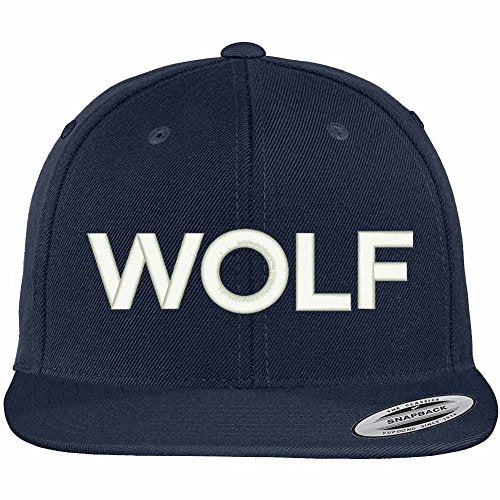 Trendy Apparel Shop Wolf Embroidered Flat Bill Snapback Ball Cap