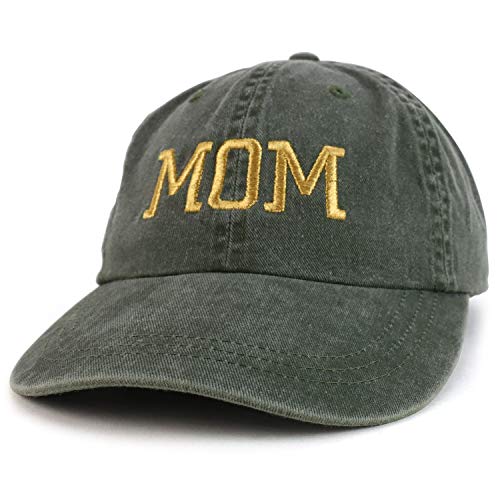 Trendy Apparel Shop Mom Capital Gold Thread Pigment Dyed Low Profile Cotton Cap