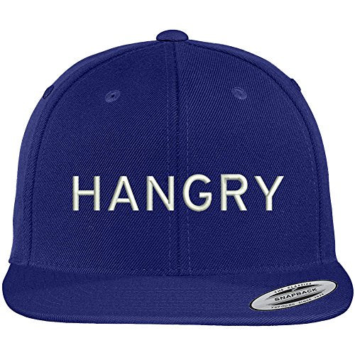 Trendy Apparel Shop Hangry Large Embroidered Flat Bill Snapback Cap