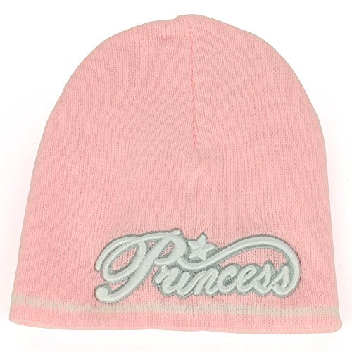 Trendy Apparel Shop Kid's Size Princess 3D Embroidered Short Beanie - Pink