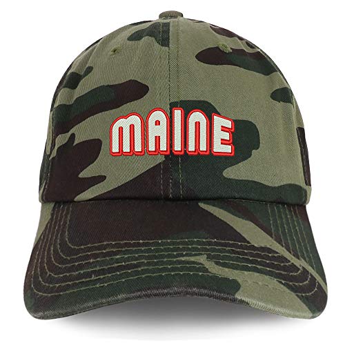 Trendy Apparel Shop Maine Bold Text Embroidered Soft Crown 100% Brushed Cotton Cap