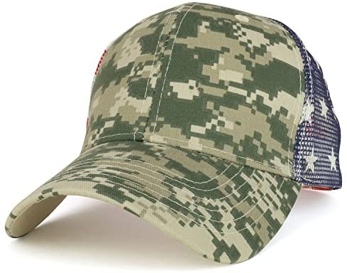Trendy Apparel Shop Camouflage Structured American Flag Print Mesh Trucker Cap