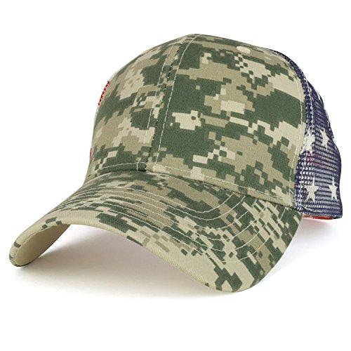 Trendy Apparel Shop Camouflage Structured American Flag Print Mesh Trucker Cap
