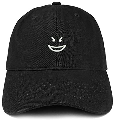 Trendy Apparel Shop Evil Smile Embroidered Soft Crown 100% Brushed Cotton Cap