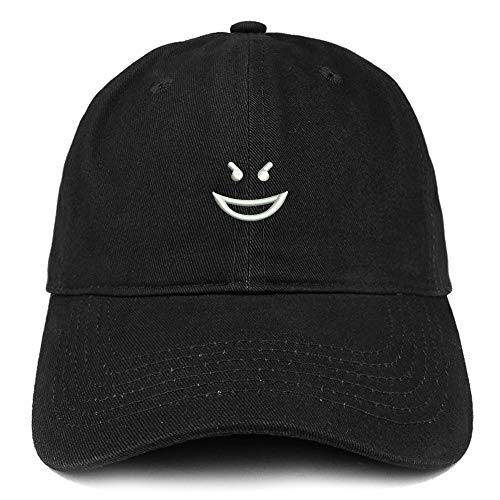 Trendy Apparel Shop Evil Smile Embroidered Soft Crown 100% Brushed Cotton Cap