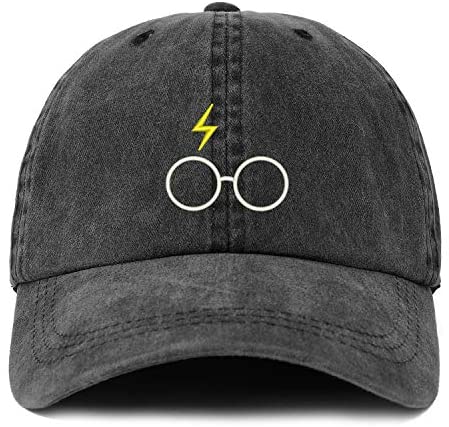 Trendy Apparel Shop XXL Harry Glasses Embroidered Unstructured Washed Pigment Dyed Baseball Cap