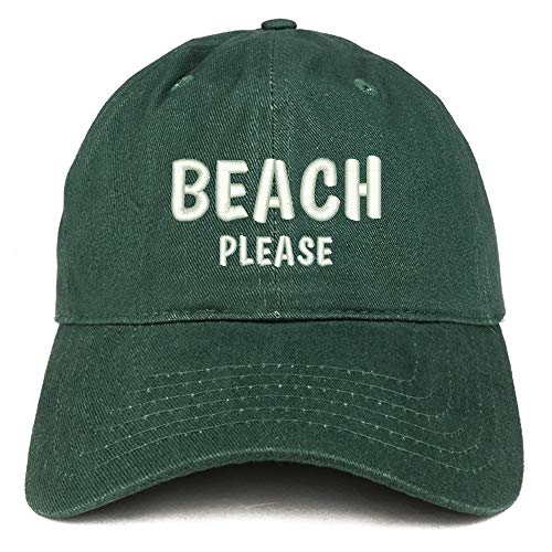 Trendy Apparel Shop Beach Please Embroidered Soft Crown 100% Brushed Cotton Cap