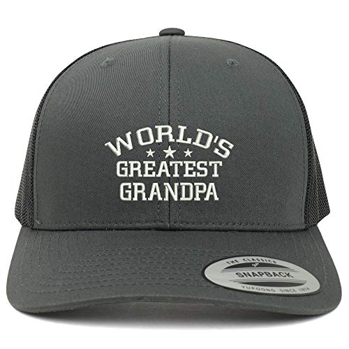 Trendy Apparel Shop Flexfit World's Greatest Grandpa Embroidered Retro Trucker Mesh Cap