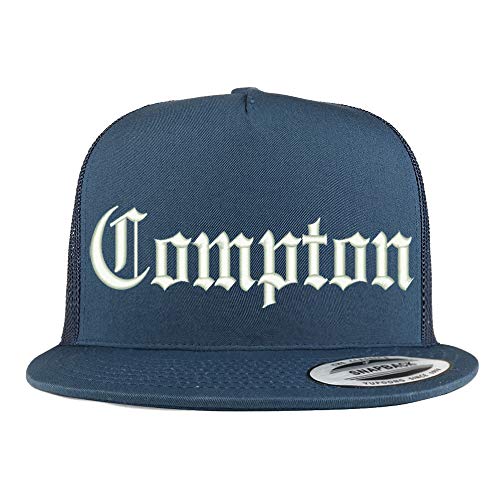 Trendy Apparel Shop Old English Font Compton City Embroidered 5 Panel Mesh Cap