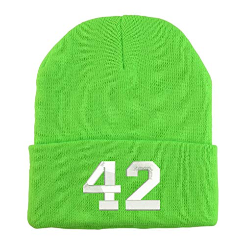 Trendy Apparel Shop Number 42 Collegiate Varsity Embroidered Long Cuff Beanie