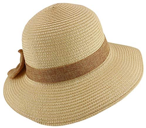 Trendy Apparel Shop Women's Bow Band Paper Braid Large Brim Sun Bucket Hat