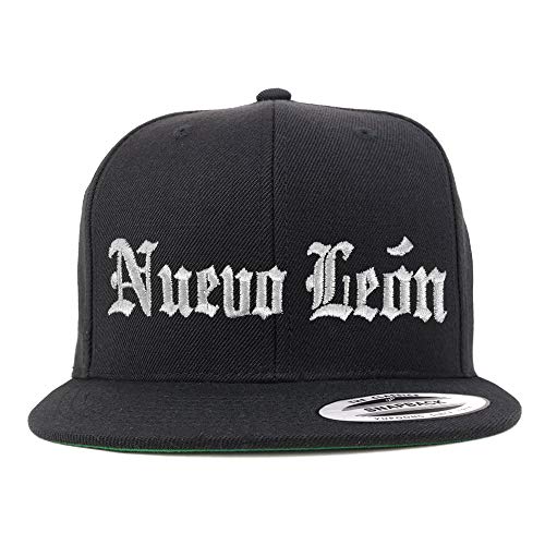 Trendy Apparel Shop Old English Nuevo Leon White Embroidered Flatbill Snapback Baseball Cap