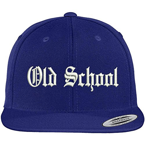 Trendy Apparel Shop Old School Old English Embroidered Flat Brim Classic Snapback Cap