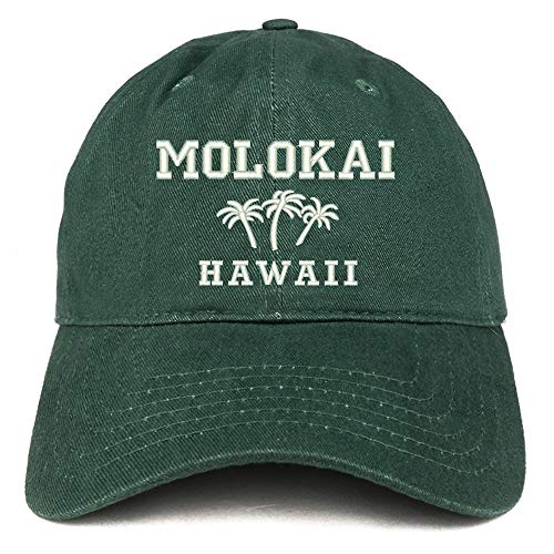 Trendy Apparel Shop Molokai Hawaii and Palm Tree Embroidered Brushed Cap