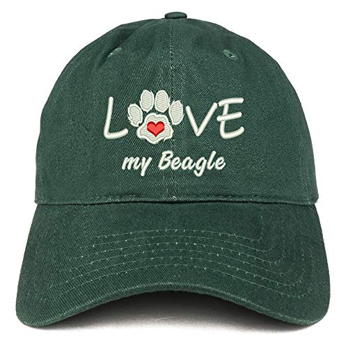 Trendy Apparel Shop I Love My Beagles Embroidered Soft Crown 100% Brushed Cotton Cap