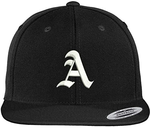 Trendy Apparel Shop Old English A Embroidered Flat Bill Snapback Cap