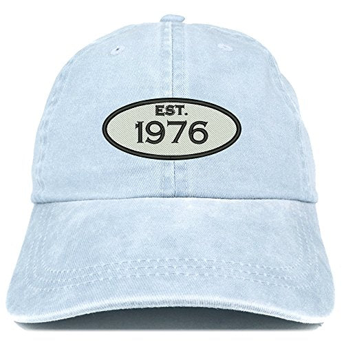 Trendy Apparel Shop Established 1976 Embroidered 45th Birthday Gift Pigment Dyed Washed Cotton Cap