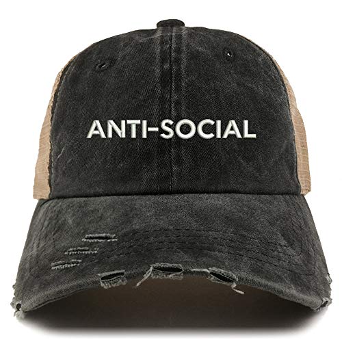 Trendy Apparel Shop Anti Social Washed Front Mesh Back Frayed Bill Cap
