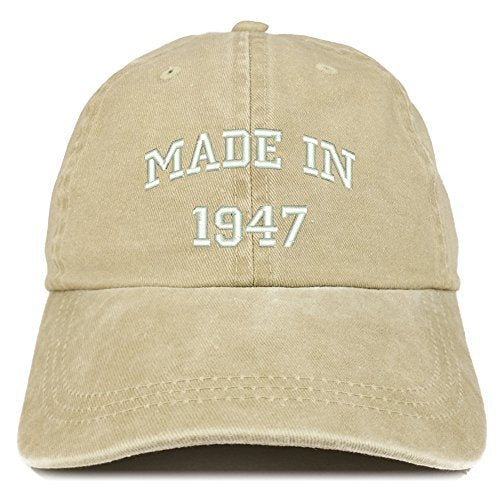 Trendy Apparel Shop Made in 1947 Text Embroidered 74th Birthday Washed Cap