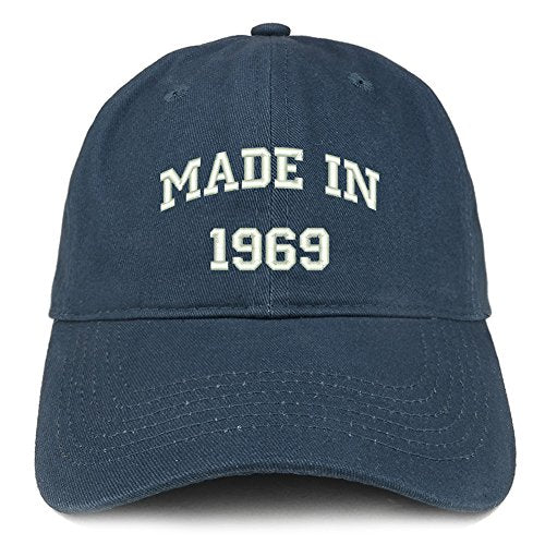 Trendy Apparel Shop Made in 1969 Text Embroidered 52nd Birthday Brushed Cotton Cap