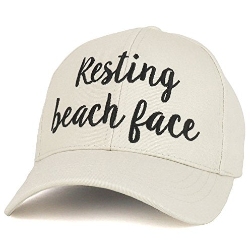 Trendy Apparel Shop Resting Beach Face Cursive Texts Embroidered Baseball Cap