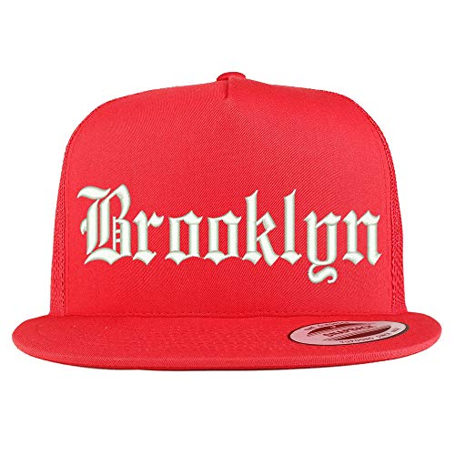 Trendy Apparel Shop Old English Font Brooklyn City Embroidered 5 Panel Mesh Cap