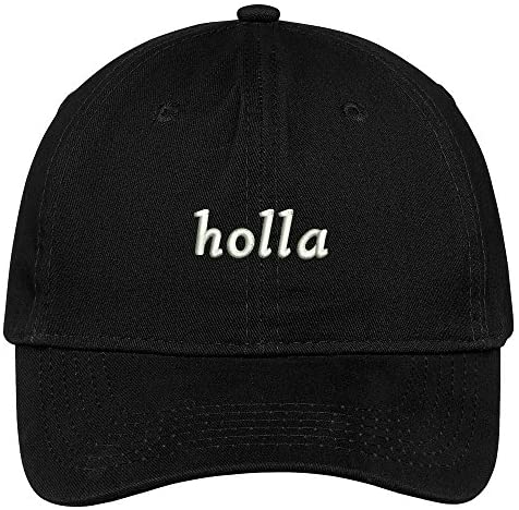 Trendy Apparel Shop Holla Embroidered Soft Crown 100% Brushed Cotton Cap