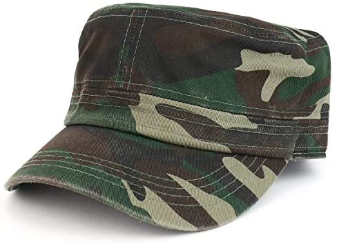 Trendy Apparel Shop Camouflage Patterned Flat Top Army Castro Cap