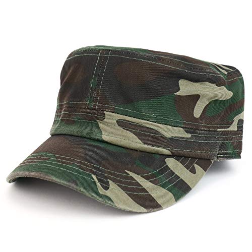 Trendy Apparel Shop Camouflage Patterned Flat Top Army Castro Cap