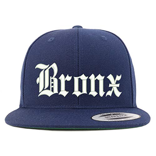 Trendy Apparel Shop Old English Font Bronx City Embroidered Flat Bill Cap