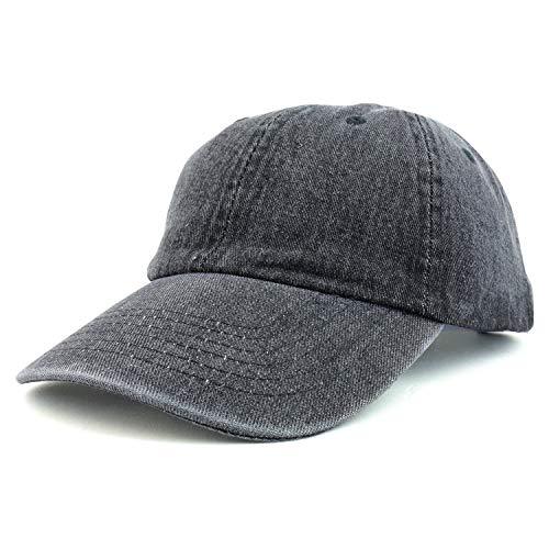 Trendy Apparel Shop Washed Cotton Denim Unstructured Dad Hat - Black