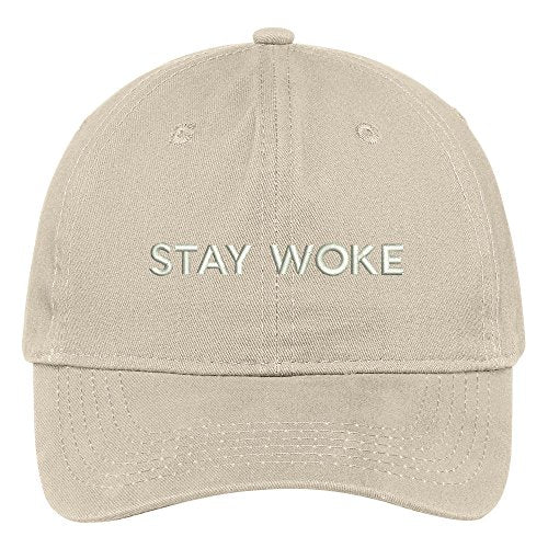 Trendy Apparel Shop Stay Woke Embroidered Low Profile Soft Cotton Brushed Baseball Cap