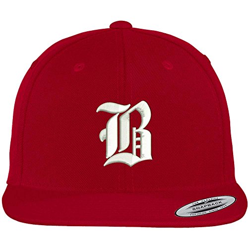 Trendy Apparel Shop Old English 'B' Embroidered Flat Bill Snapback Cap - Black
