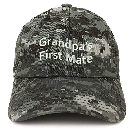 Trendy Apparel Shop Grandpa's First Mate Embroidered Soft Crown 100% Brushed Cotton Cap