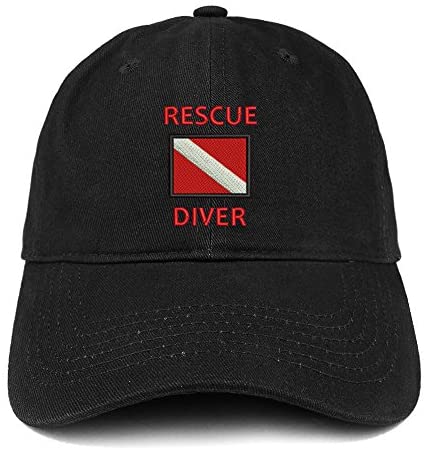 Trendy Apparel Shop Rescue Diver Flag Embroidered Low Profile Soft Cotton Baseball Cap