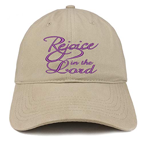 Trendy Apparel Shop Rejoice in The Lord Embroidered Soft Crown 100% Brushed Cotton Cap