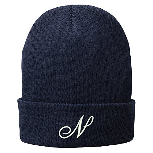 Trendy Apparel Shop Letter N Embroidered Winter Knitted Long Beanie