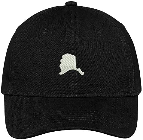 Trendy Apparel Shop Alaska State Map Embroidered Low Profile Soft Cotton Brushed Baseball Cap