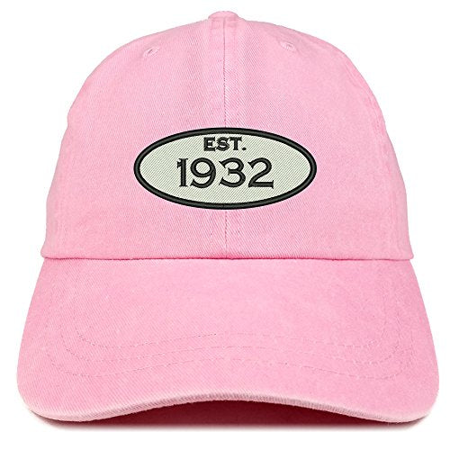 Trendy Apparel Shop Established 1932 Embroidered 89th Birthday Gift Pigment Dyed Washed Cotton Cap