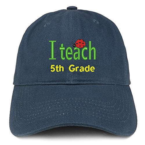 Trendy Apparel Shop I Teach 5th Grade Embroidered Soft Crown 100% Brushed Cotton Cap