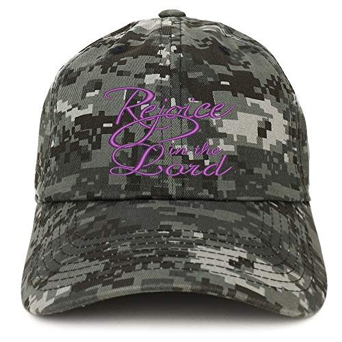 Trendy Apparel Shop Rejoice in The Lord Embroidered Soft Crown 100% Brushed Cotton Cap