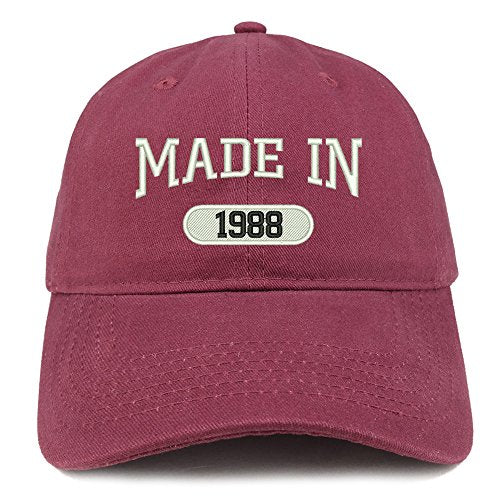 Trendy Apparel Shop Made in 1988 Embroidered 33rd Birthday Brushed Cotton Cap