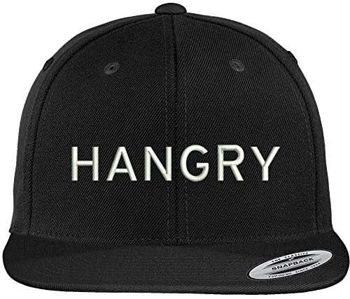 Trendy Apparel Shop Hangry Large Embroidered Flat Bill Snapback Cap