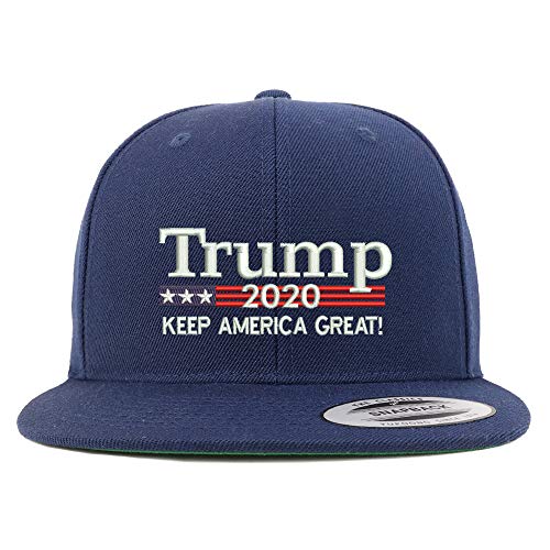 Trendy Apparel Shop Trump 2020 Embroidered Flat Bill Structured Baseball Cap