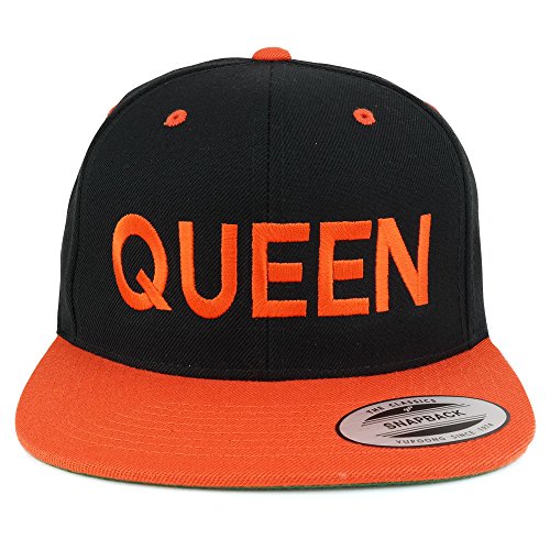 Trendy Apparel Shop Queen Two Tone Embroidered Flat Bill Snapback Cap